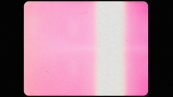 Vintage Super 8mm Pink Film Strip Frame Overlay Placeholder with Yellow Light Leaks, Dust and Speckles