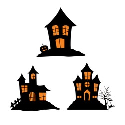 Haunted Houses Vector Isolated Elements Set