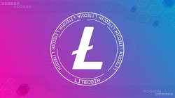 Litecoin LTC cryptocurrency vector illustration banner. For background, poster, cover, print design template. Blockchain currency sign illustration.