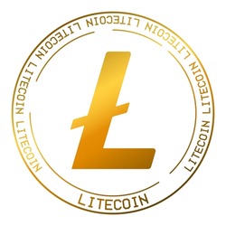 Litecoin LTC cryptocurrency vector symbol. Blockchain flat golden logo on white background vector illustration.