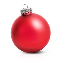 Red christmas ball isolated over a white background.