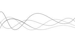 Abstract curved black long lines on white