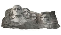 Mount Rushmore National Memorial in South Dakota (USA) isolated on white background