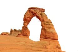 Delicate Arch at Arches National Park (Utah - USA) isolated on white background