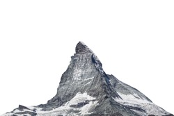 The Matterhorn ( Italian: Cervino, French: Cervin) is a mountain of the Alps located in the border between Switzerland and Italy. Isolated on white background