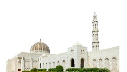 The Sultan Qaboos Grand Mosque (Muscat, Oman) isolated on white backround