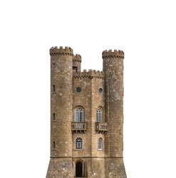 Broadway Tower isolated on white background. It is a folly near the village of Broadway, in the English county of Worcestershire