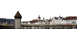 View of Lucerne (or Luzern) in Switzerland (isolated on white blackground)