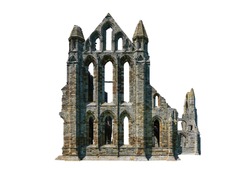 Ruins of Whitby Abbey (North Yorkshire, England) isolated on white background