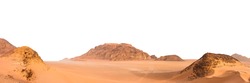 Landscape at Wadi Rum desert (Jordan) isolated on white background