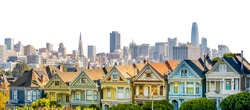 Cityscape of San Francisco (California, USA) isolated on white background