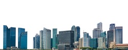 Cityscape of Singapore isolated on white background