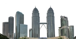 Skyscrapers in Kuala Lumpur (Malaysia) isolated on white background