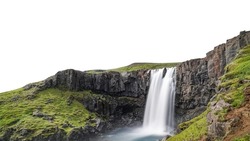 Gufufoss waterfall (Iceland) isolated on white background