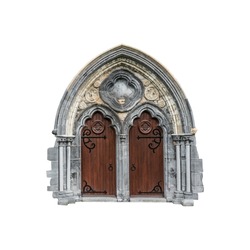 Gothic door isolated on white background