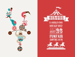 vintage poster with carnival, fun fair, circus vector background and illustration