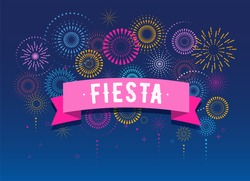 Fiesta, Fireworks and celebration background, winner, victory poster, banner 