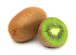 Kiwi fruit and Slices isolated on white background,cutout.