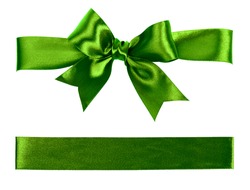 big green bow made from silk ribbon