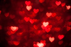 red hearts bokeh as background