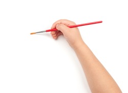 brush for painting in child hand