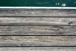 Wooden Dock, Top View of Dock with Water