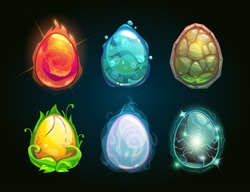 Element icons, dragon eggs set, vector illustration