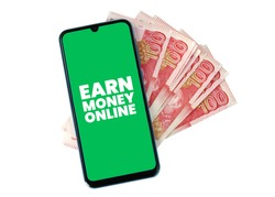 Cell Phone with Hundred Rupees Pakistani Currency bank notes - Earn Money Online - PKR