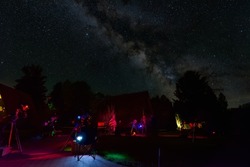 Star Party under clear sky and Milky Way. 