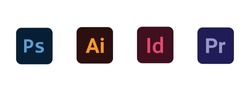Adobe logo icon set vector on white background
