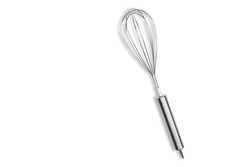 Whisk silver isolated on white view. Top view(Flat lay) on food tool with Clipping Path.