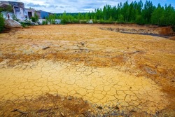polluted cracked earth after industry work