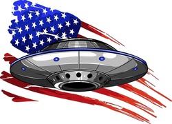 ufo with usa flag in background vector