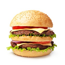  double hamburger isolated on white background