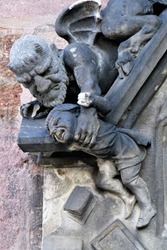 Traditional Sculpture Of A Medieval Church Of Historical Nuremberg.  Historic Highlights of Germany. Nuremberg is the birthplace of Albrecht Duerer and Johann Pachelbel. 