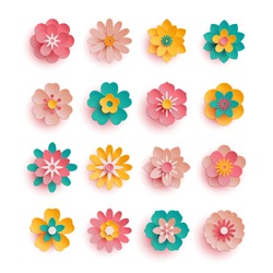 Set of Colorful Paper Flower