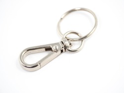 Silver color key ring clip isolated on white