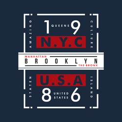 NYC USA cool awesome typography tee design vector illustration,element vintage artistic apparel product