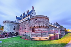 Chateau des Ducs de Bretagne with unusual illumination  in Nantes, France