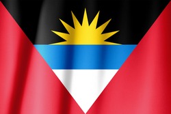 Silk Flag of Antigua and Barbuda. Antigua and Barbuda Flag of Silk Fabric.