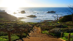 Sutro baths historical place in famous Land's End with views to Pacific Ocean, North West coast, San Francisco, California, United States of America