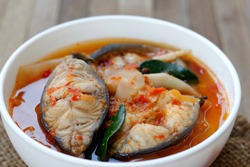 Pickled bamboo shoots with catfish in sour and spicy soup , Thai food