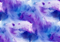 Abstract seamless watercolor background in  blue purple colors.