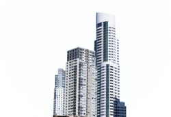  High buildings and  skyscrapers  in the city center isolated on the white