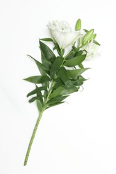 White lily flowers on light background. lilies bouquet