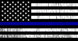 Flag USA with police support symbol, Thin Blue Line