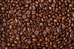 Coffee bean background, roast grain