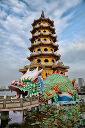 The Dragon Pagodas is a temple built in 1976 and  located at Lotus Lake in Zuoying District, Kaohsiung, Taiwan. 