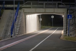 night underpass for pedestrian and bikers, with modern safety LED lighting