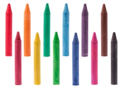 Collection of Colors crayon wax isolated on White Background.